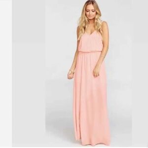 NEW Show Me Your Mumu Kendall Maxi Dress Barbiecore Pink Cinched Waist Crisp S